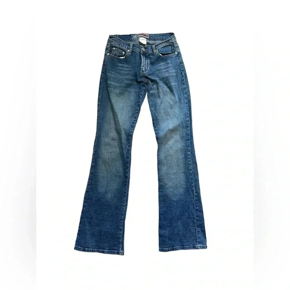 Vintage 90s Z Cavaricci Size 5 Medium Wash Mid Waist Flare Denim Jeans